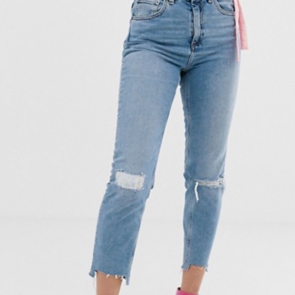 ripped denim mom jeans